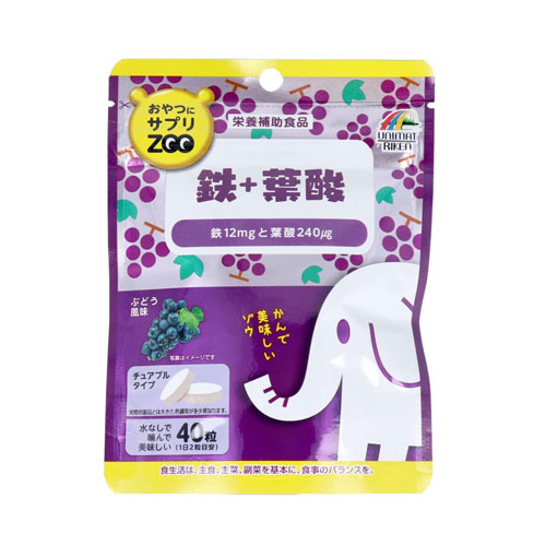 유니마트리켄 오야츠니 서플리 ZOO 철분 엽산 츄어블 40정
