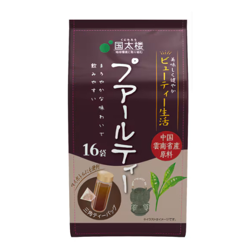쿠니타로  보이차 잎 100%로 만든 발효 흑차 삼각 티백 16포 48g