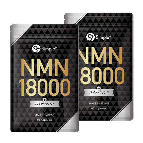 심플플러스 NMN 18,000mg 고순도 100% β-NMN 서플리먼트 60캡슐 x 2개세트