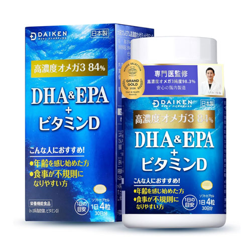 다이켄 DHA·EPA 오메가3 + 비타민D 120정 (30일분)