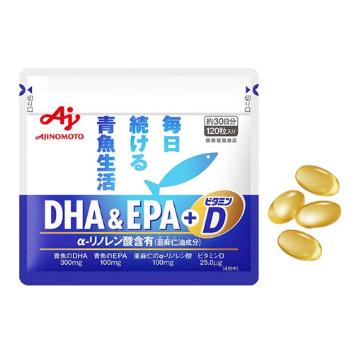 아지노모토 DHA·EPA + 비타민D 120정 (약 30일분)