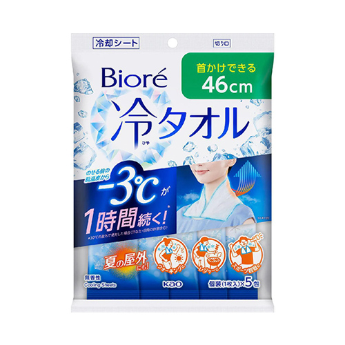 비오레 사라사라시트 쿨링 쿨링시트 냉타올 무향 5매입 쿨시트