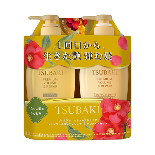 츠바키 프리미엄 볼륨 & 리페어 샴푸/컨디셔너 펌프 세트 450mL