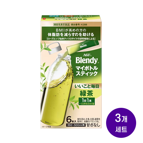 AGF 블렌디 마이보틀 스틱 매일 좋은 녹차 6스틱x3개세트