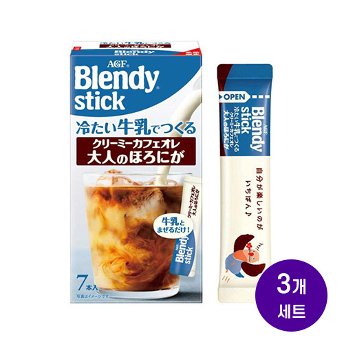 AGF 블렌디 스틱 차가운 우유로 만드는 크리미 카페오레 어른의 쌉쌀한 맛 7스틱x3개세트