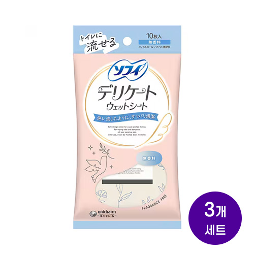 소피 델리케이트 웻 티슈 무향 여성 물티슈 10매x3개세트