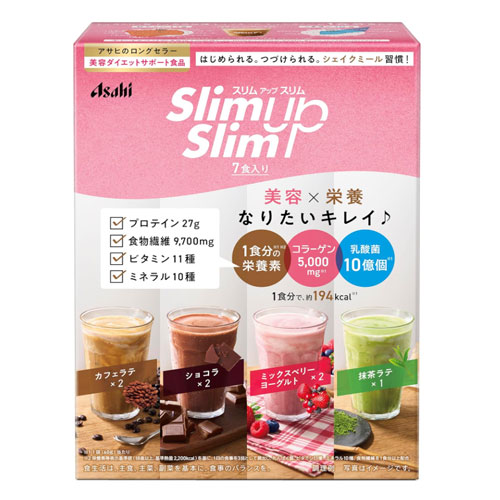 슬림업 슬림 쉐이크 7회분 4가지 맛을 즐길 수 있는 식사 대용 쉐이크