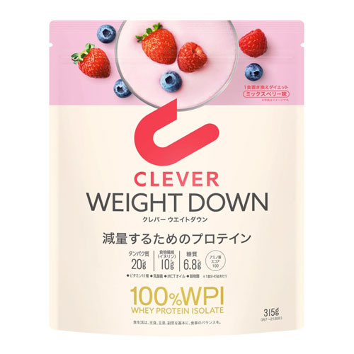 클레버(CLEVER) WPI 100% 웨이프로틴 웨이트다운 믹스베리맛 315g