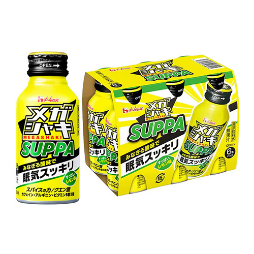 메가샤키SUPPA 새콤 레몬맛 비탄산 에너지 드링크 100mL x 6병 
