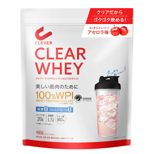 클레버(CLEVER) 클리어 WPI 100% 웨이프로틴 머슬 아세로라맛 400g