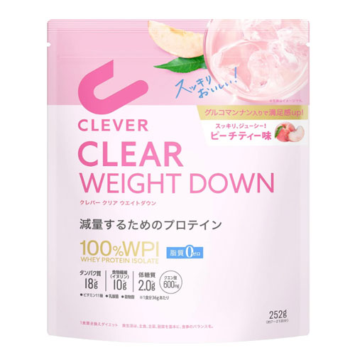 클레버 클리어 웨이트다운 WPI100% 프로틴 지방 0g 식이섬유 10g 피치티맛 252g