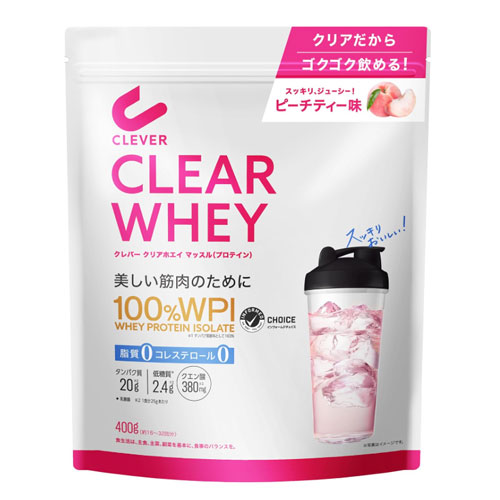 클레버(CLEVER) 클리어 WPI 100% 웨이프로틴 머슬 피치티맛 400g