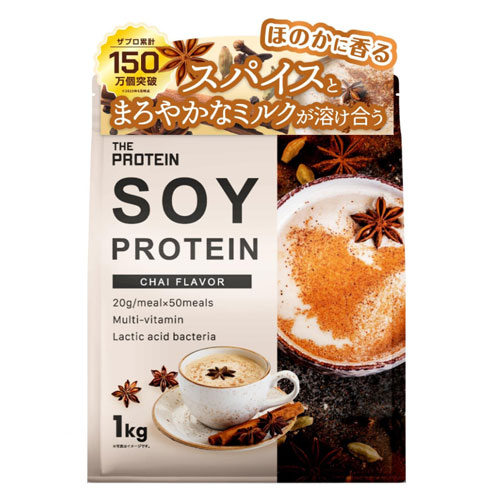 더 프로틴(THE PROTEIN) 소이프로틴 차이티풍미 1kg 대두단백질 100% 11종 비타민 유산균 일본산