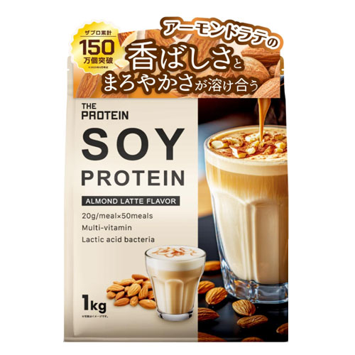 더 프로틴(THE PROTEIN) 소이프로틴 아몬드라테맛 1kg 대두단백질 100% 11종 비타민 유산균 일본산
