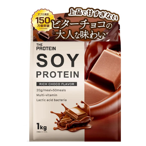 더 프로틴(THE PROTEIN) 소이프로틴 리치초코맛 1kg 대두단백질 100% 11종 비타민 유산균 일본산