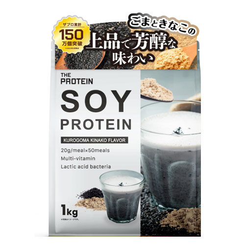 더 프로틴(THE PROTEIN) 소이프로틴 흑임자콩가루맛 1kg 대두단백질 100% 11종 비타민 유산균 일본산