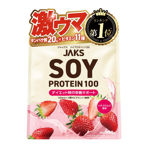 JAKS 소이프로틴 딸기밀크맛 1kg 식물성 단백질 11종 비타민 일본산