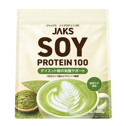JAKS 소이프로틴 말차라테맛 1kg 식물성 단백질 11종 비타민 일본산