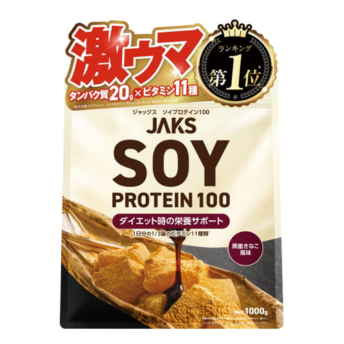 JAKS 소이프로틴 흑당콩가루맛 1kg 식물성 단백질 11종 비타민 일본산