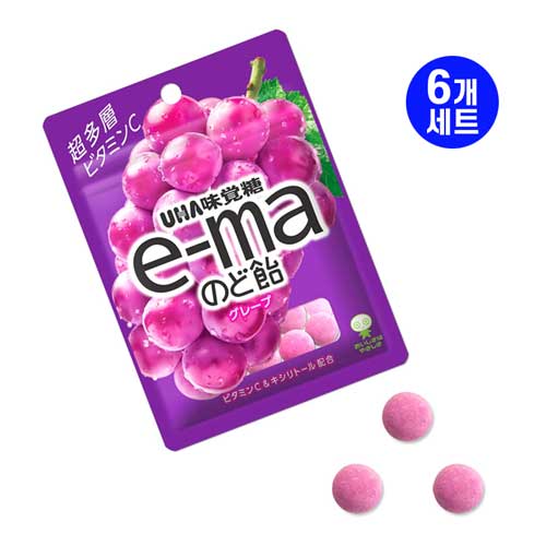 UHA미각당 피핀 e-ma 목캔디 봉지형 포도맛 50g