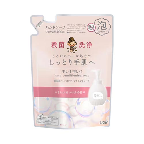 라이온 키레이키레이 핸드 컨디셔닝 거품 핸드소프 비누향 리필 400ml