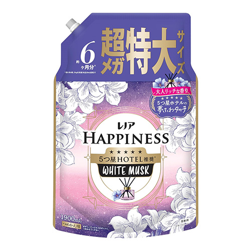 레노아 해피니스 꿈결처럼 포근한 터치 화이트 머스크향 섬유유연제 대용량 리필용 1900mL