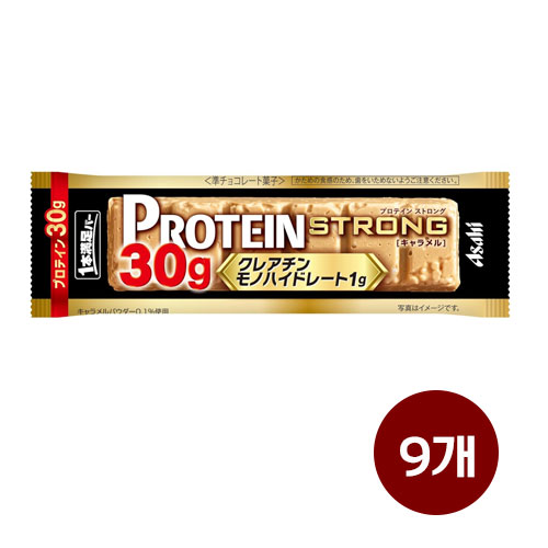 아사히 1봉 만족바 프로틴 스트롱 카라멜 9개입 단백질 30g 크레아틴 1g