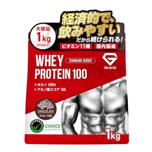 GronG  웨이프로틴 100 스탠다드 초콜릿맛 1kg 비타민 11종 함유