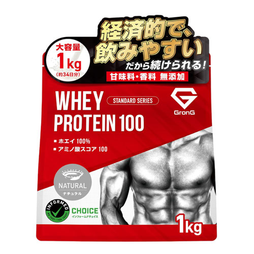 GronG  웨이프로틴 100 스탠다드 플레인 1kg 비타민 11종 함유