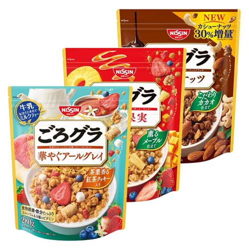 닛신 시스코 고로그라 화려한 얼그레이 280g 과일맛 280g 초코넛트맛 280g 3개