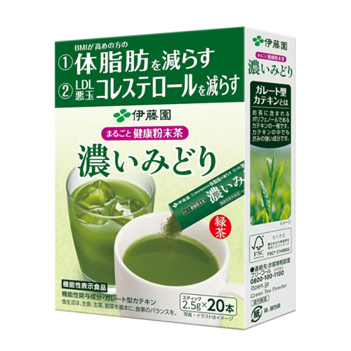 이토엔 통째로 건강 분말차 진한 녹차 2.5g x 20포