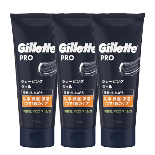 질레트Gillette 프로 쉐이빙젤 알로에베라 175ml x 3개 남성용