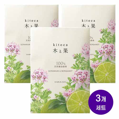 하루카도 키토카 탈취 사쉐 옷장/실내 공간 방향제 제라늄 & 베르가못 x3개세트