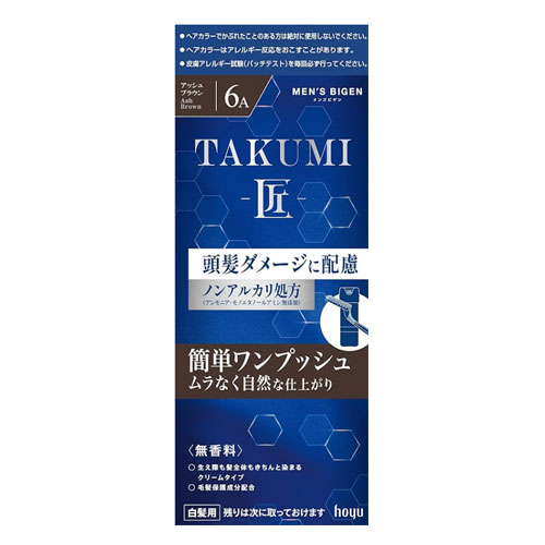 호유 맨즈비겐 TAKUMI 타쿠미6A 애쉬브라운 남성용 새치염색약 원푸시 크림 타입