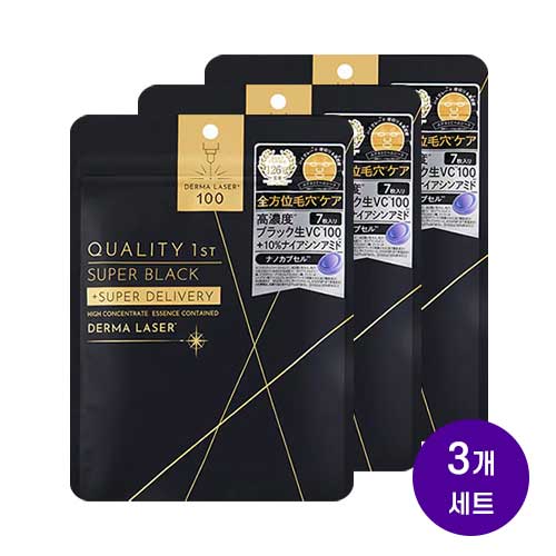 퀄리티퍼스트 더마레이저 슈퍼 블랙 VC100 마스크 7매입x3개세트