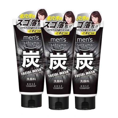 맨즈 소프티모 페이셜 워시 숯 130g 3개세트