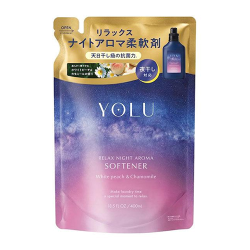 YOLU 요루 릴랙스 나이트 아로마 섬유유연제 화이트 피치 앤 캐모마일 향 리필 400ml