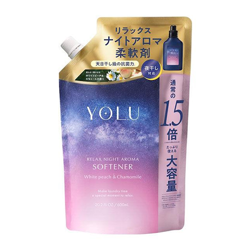 YOLU 요루 릴랙스 나이트 아로마 섬유유연제 화이트 피치 앤 캐모마일 향 리필 600ml