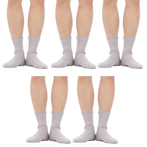 아시라쿠다 남성 무압박 면 숏양말 일본제조 KS04 그레이 5개 240-280mm