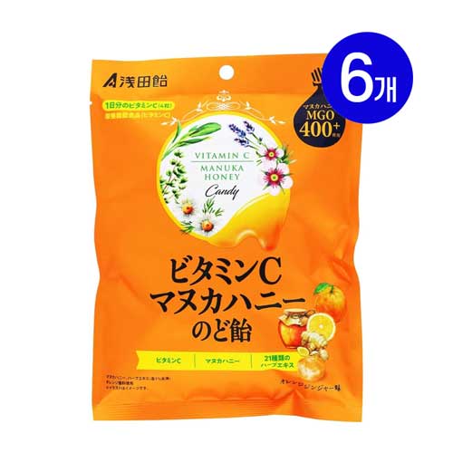 아사다아메 비타민 프로폴리스 마누카허니 목캔디 오렌지 진저맛 60g x 6봉