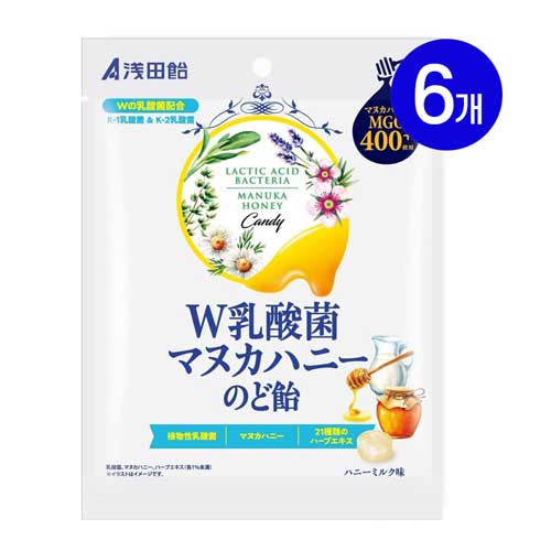 아사다아메 더블 유산균 마누카허니 목캔디 허니밀크맛 MGO400+ 60g X 6봉
