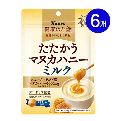 칸로 건강 목캔디 타타카우 마누카허니 밀크맛 80g  X 6봉