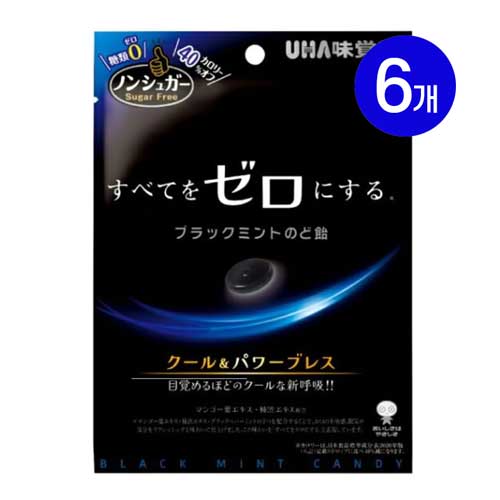 UHA 미각당 무설탕 블랙민트 목캔디 75g X 6봉