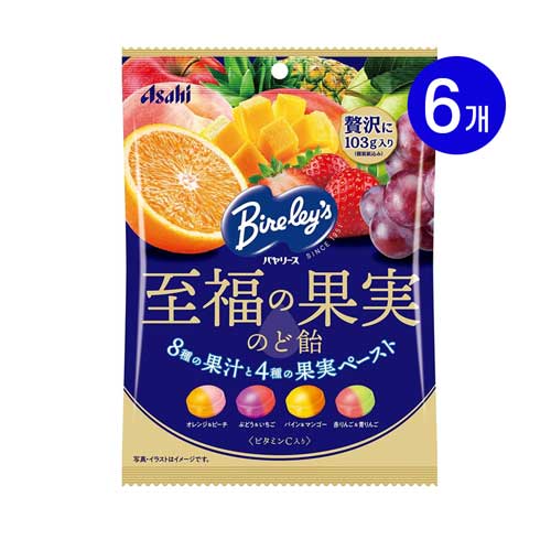아사히그룹식품 바야리스 행복한 과일 목캔디 103g×6개