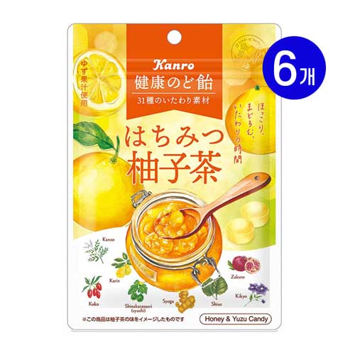 칸로 건강 목캔디 꿀유자차맛 80g×6개
