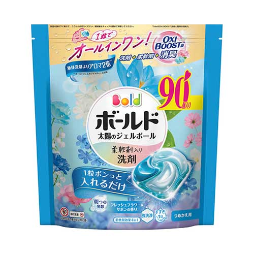 P&G 보르도 젤볼 4D 프레시 플라워 앤 사봉 향 세탁세제 리필 테라점보 90개입