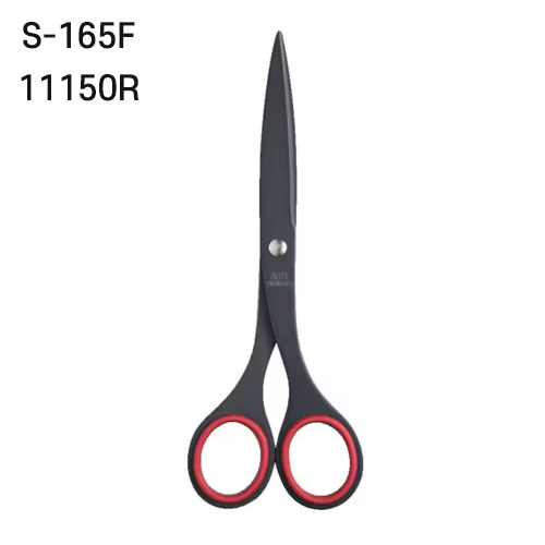 알렉스 ALLEX 사무용 가위 중형 불소 코팅 S-165F 레드 165mm 스테인리스 가위 11150R