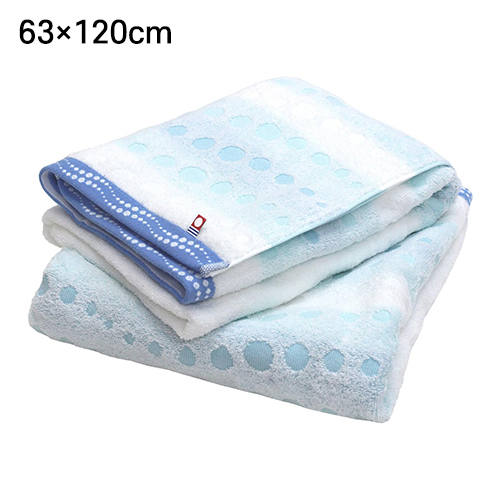 이마바리 히오리에 클레르 자카드 도트 순면 바스타월 2장 세트 블루 63x120cm B01MXF4OC0