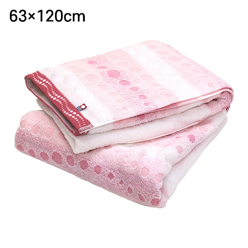 이마바리 히오리에 클레르 자카드 도트 순면 바스타월 2장 세트 핑크 63x120cm B01MRIK8NO