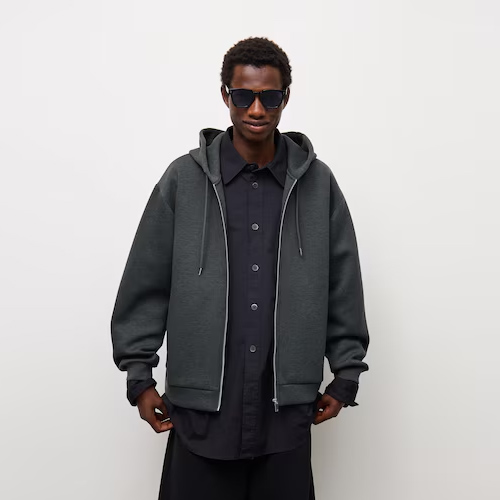 GU 지유 스무스 스웨트 집업 후드 08 DARK GRAY